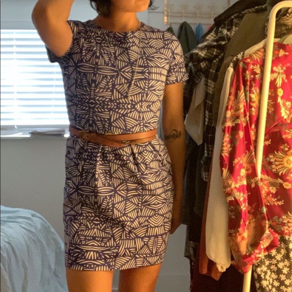 Blue and white dress